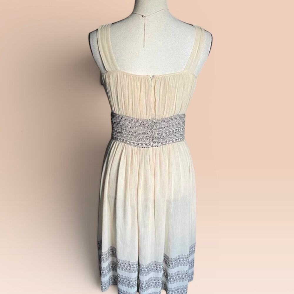 Sigrid Olsen Chiffon Silk Womens Dress 2 XS 0 Cream Brown Roman Holiday Sundress - Picture 11 of 14